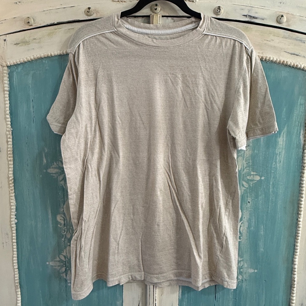 Modern Culture Essentials Mens Large Tan Heather Cotton Crewneck T-Shirt Oatmeal